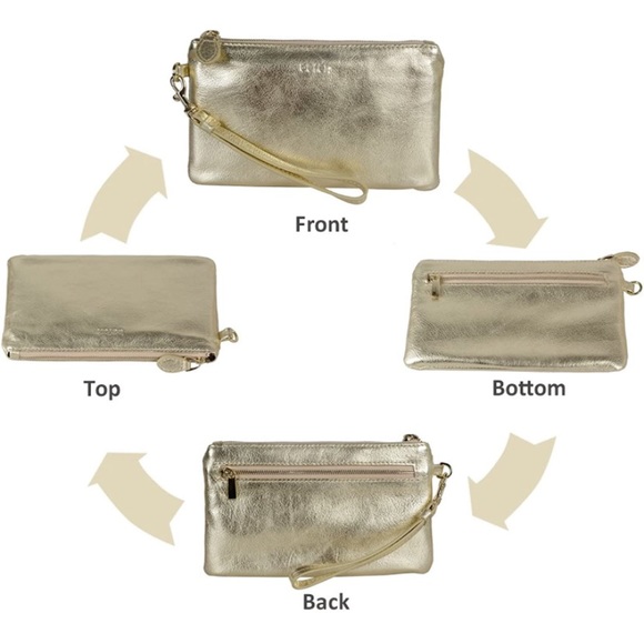 Gold wristlet organizer zip wallet - Picture 5 of 9